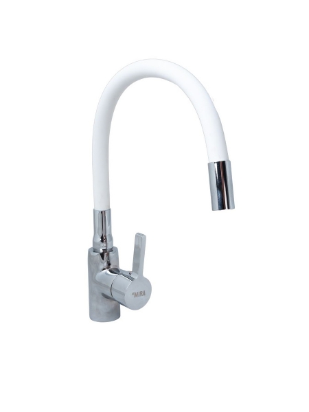 Смеситель 5098-3 для кухни с гибким изливом (белый), 48 см